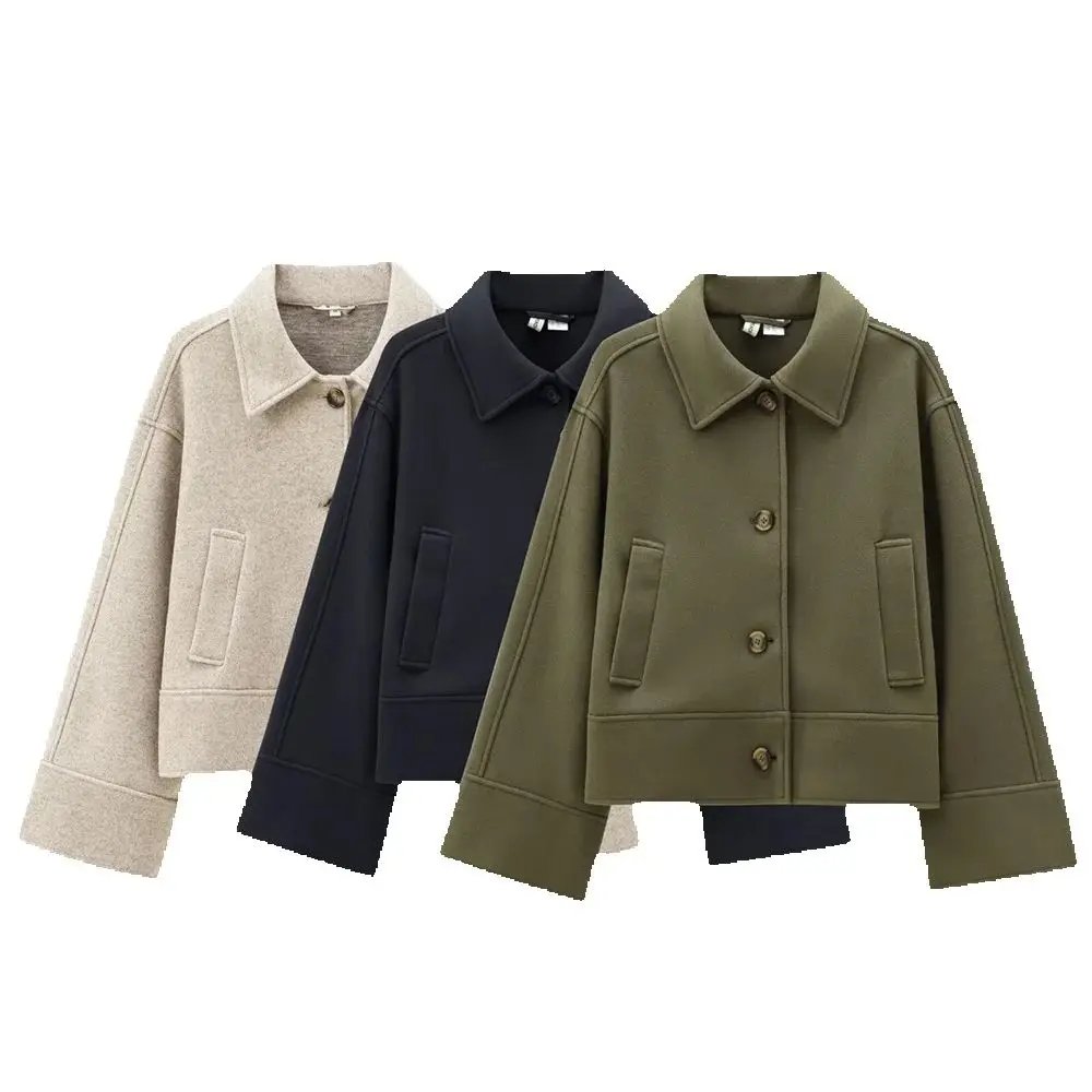 

Autumn Winter New Women Coat Clothing Fashion Simple Solid Color Loose Female Felt Jacket