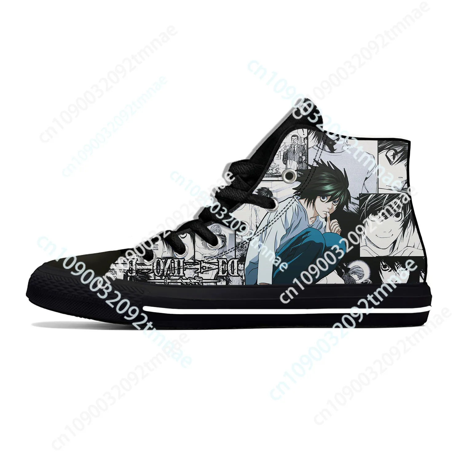 

Japanese Anime Manga Cartoon Death Note L Lawliet Casual Cloth Shoes High Top Lightweight Breathable Custom Men Women Sneakers