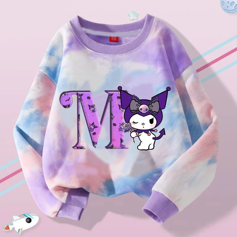 Nette Kuromi Mädchen Sweatshirts Kawaii Cartoon Brief A-Z Gedruckt Tops Kinder Winter Casual Sweatshirt Herbst Kinder Kleidung