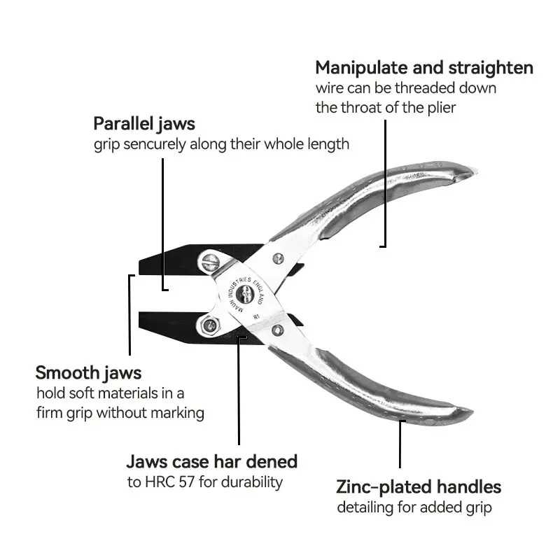 UK MAUN 140mm Smooth Jaws Flat Nose Parallel Jewelry Plier Professional Jewelry Craft Making Wire Loop Making Clamp Tools