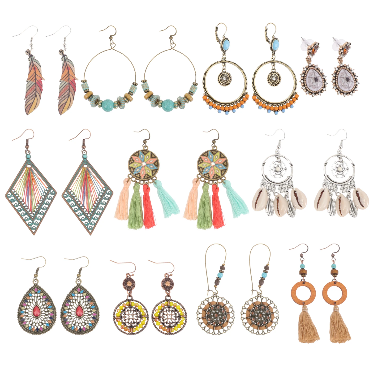 

Boho Earrings Set 1 Dangle Alloy Jewelry for Women Bohemian Fashion Drop Earrings Gifts Travel Weddings Carnivals