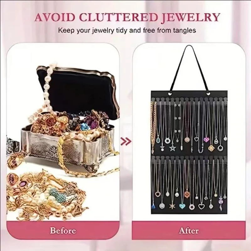 

Hanging Jewelry Organizer Bag For Earrings Necklace Bracelets Display Storage Single Sided Felt Organizer Bag