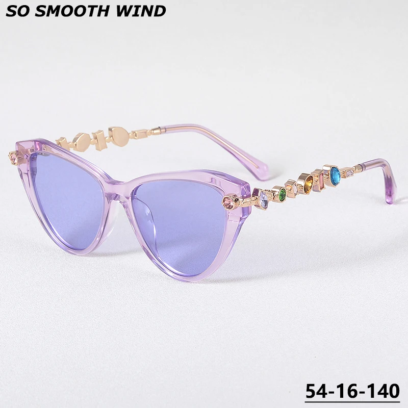 Fashion Cat Eye Elegance Design Glasses Frame Luxury Gemstone Sunglasses Acetic Ultraviolet-proof Men's women Myopia Progressive
