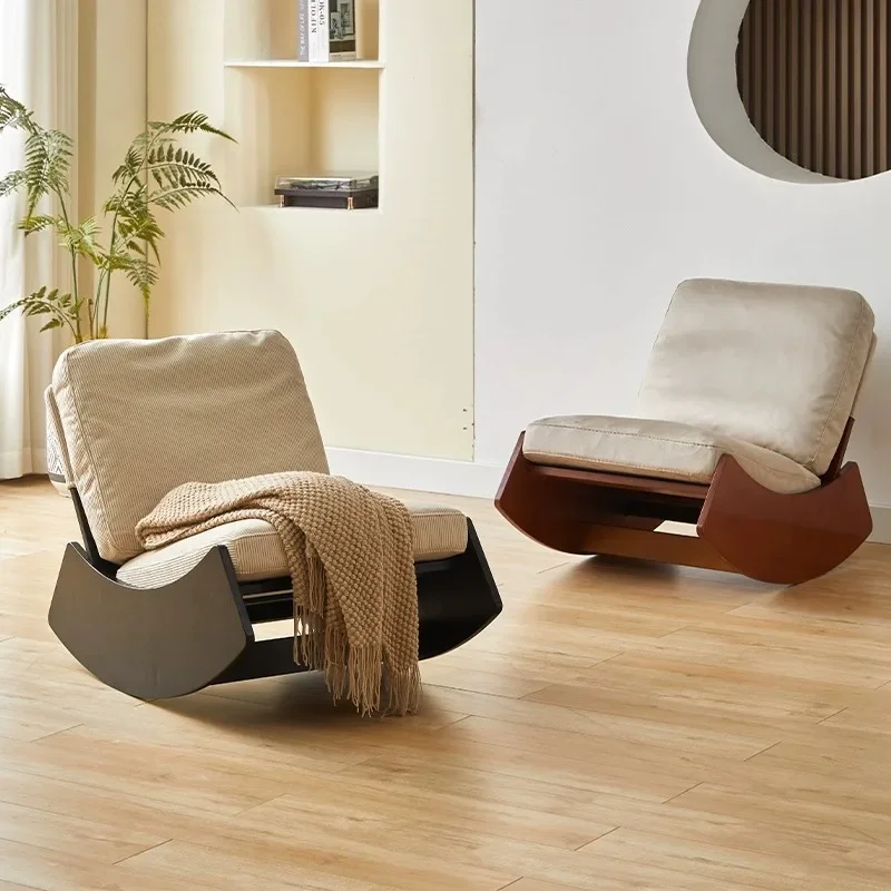 كرسي زلاجات لغرفة المعيشة كرسي هزاز للترفيه كرسي خفيف فاخر للمنزل الجديد وشرفة واحدة من الخشب الصلب #5