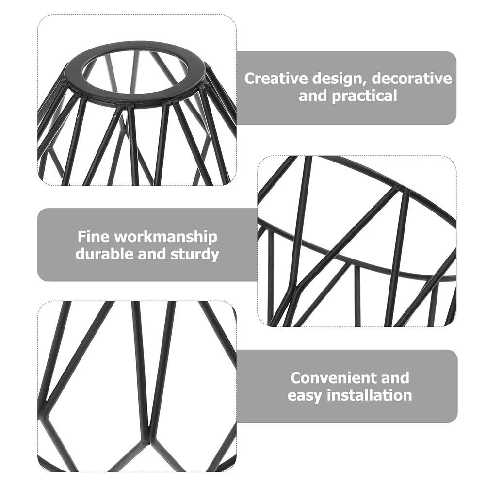 2 Pcs Lampshade Hanging Shades Iron Pendant Light Ceiling Little Black Lampshades for Bulb Cage Guard Wrought Office