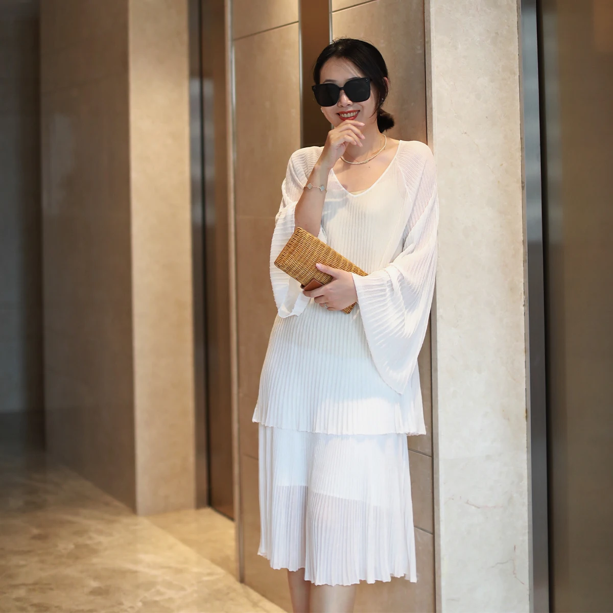 

Женский вязаный свитер LunaMade Heavy-Weight 6-Needle Cool Dra Fairy Svel Heart Neline, летний, из шелка, 2022