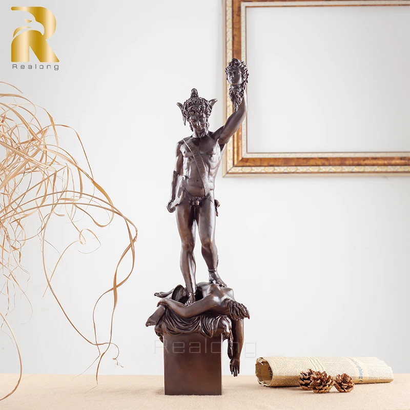 Bronze Perseus Sculpture Bronze Perseus With The Head of Medusa Statue Classical Mythology Art Crafts For Home Decor Ornaments