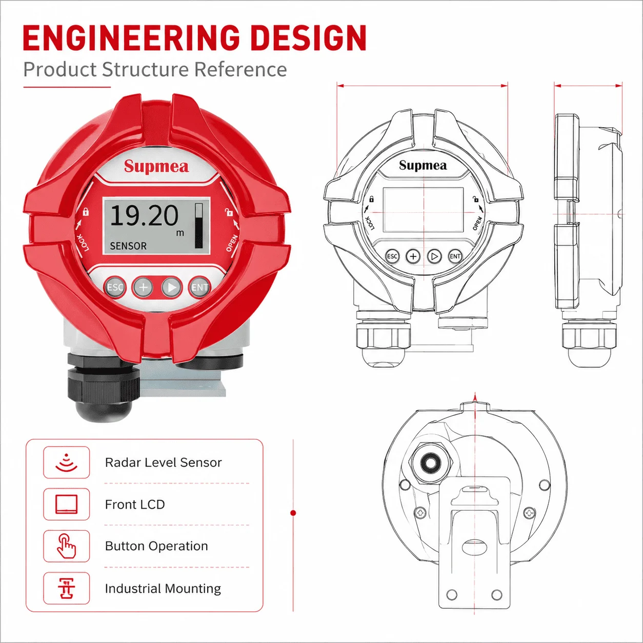 GOOD High Quality Guaranteed Radar Water Level Meter Petrochemical Industries Radar Water Level Meter
