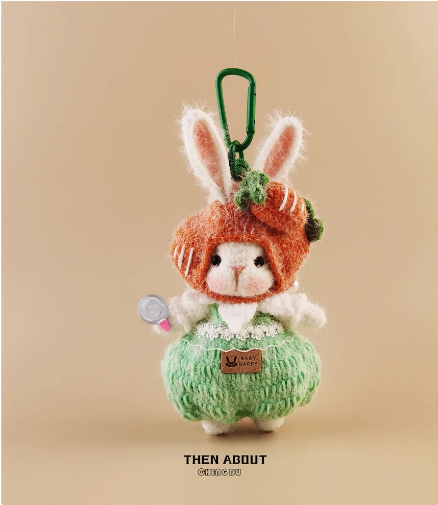 Hand-crocheted carrot rose candy rabbit doll bag pendant cute ornaments luxury gift.