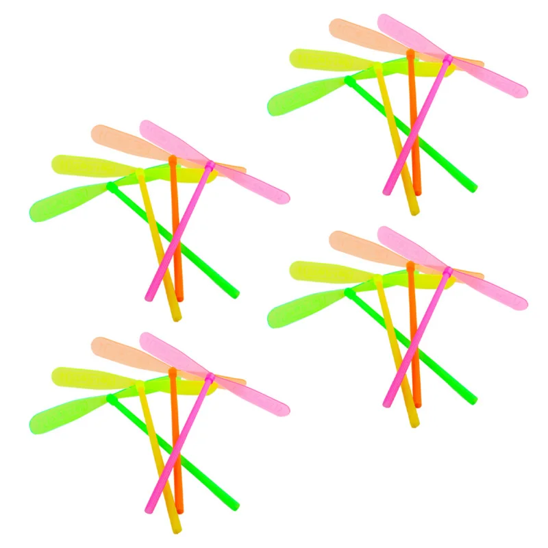 5/30Pcs Plastic Bamboo Dragonfly Shape Hand Push Flying Propeller Outdoor Sports Toy Gift Rotating Flying Arrow Outdoor Games