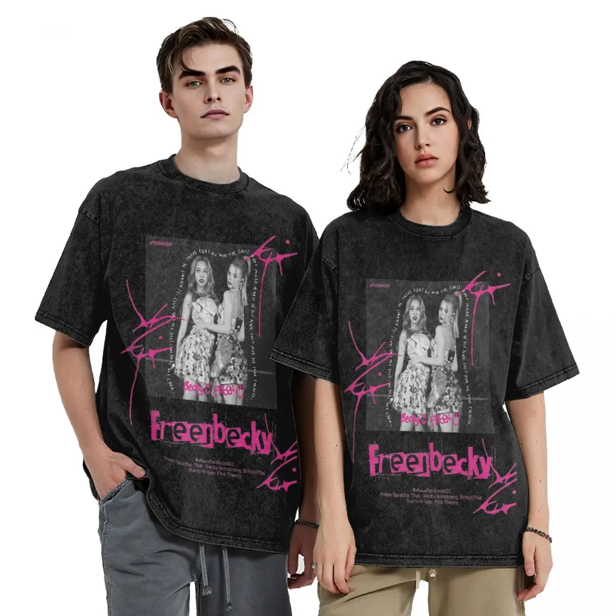 Vintage Washed T-Shirt Freenbecky Thai Actor Simple T Shirts Beautiful Girl Poster Tshirt for Man Summer Y2K Funny Casual Tees