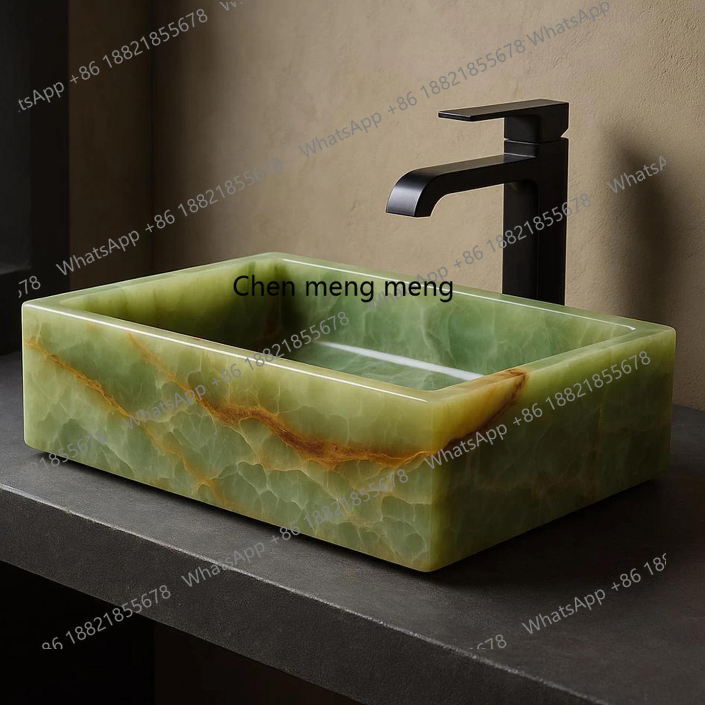 

Italian light luxury natural marble wash basin, simple and modern, face basin, household table basin