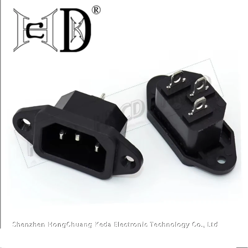5pcs AC-04 3 Pin IEC C14 Male Power Inlet Socket Panel Mount with Ears AC Power Socket for PC Computer Power Supply