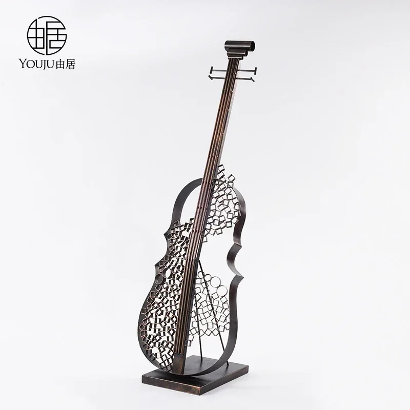 Modern Light Luxury Violin Decoration Large Floor Sculpture Art Hotel Restaurant Villa Club Exhibition Hall Ornament
