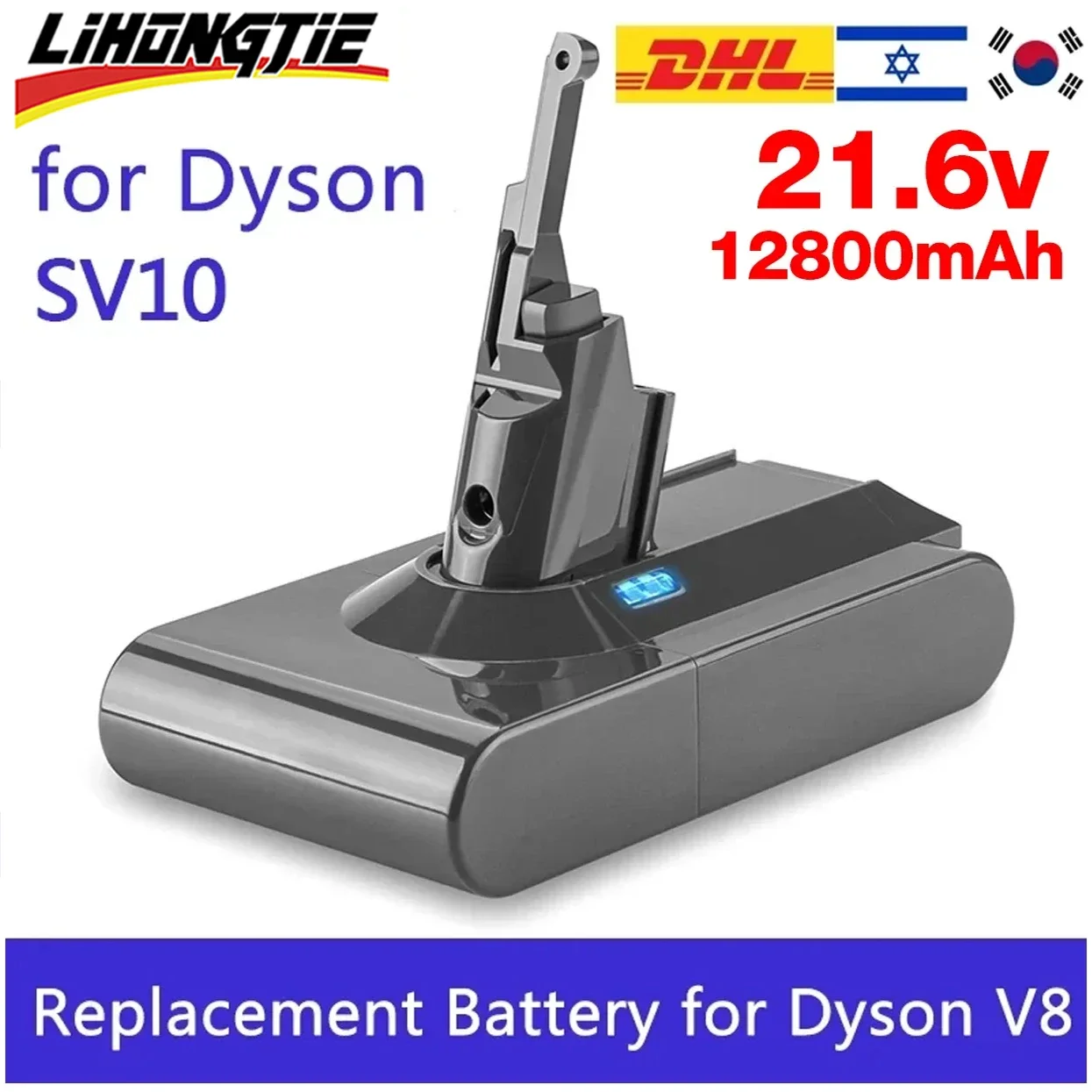 

For Dyson V8 21.6V 12800Ah Battery replacement Absolute V8 Animal Li-ion SV10 Vacuum Cleaner series Rechargeable batteries