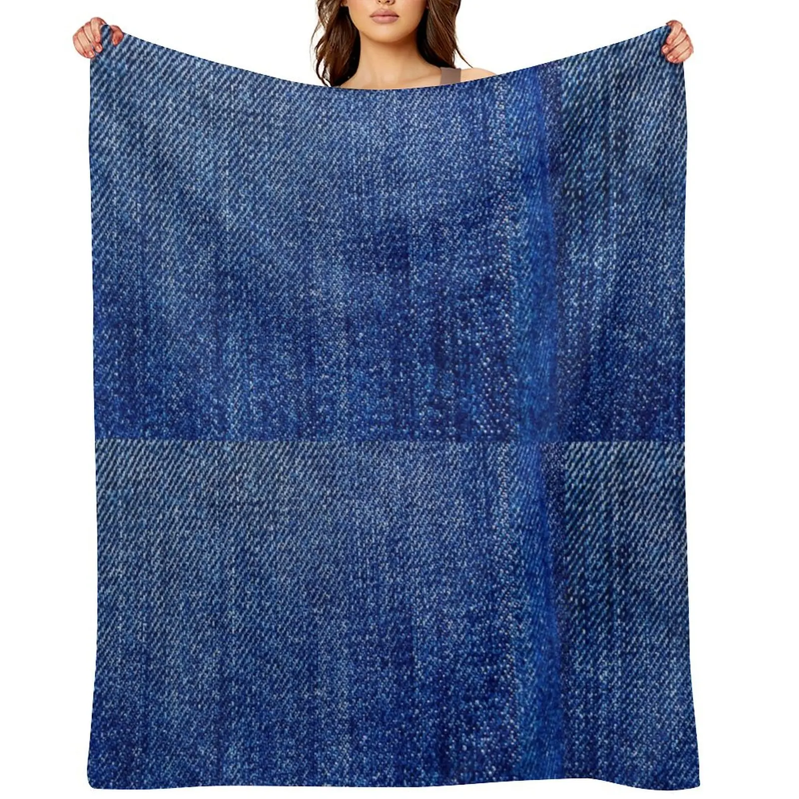 Deep Blue Denim Throw Blanket halloween Thermal Stuffeds Cute Plaid Blankets