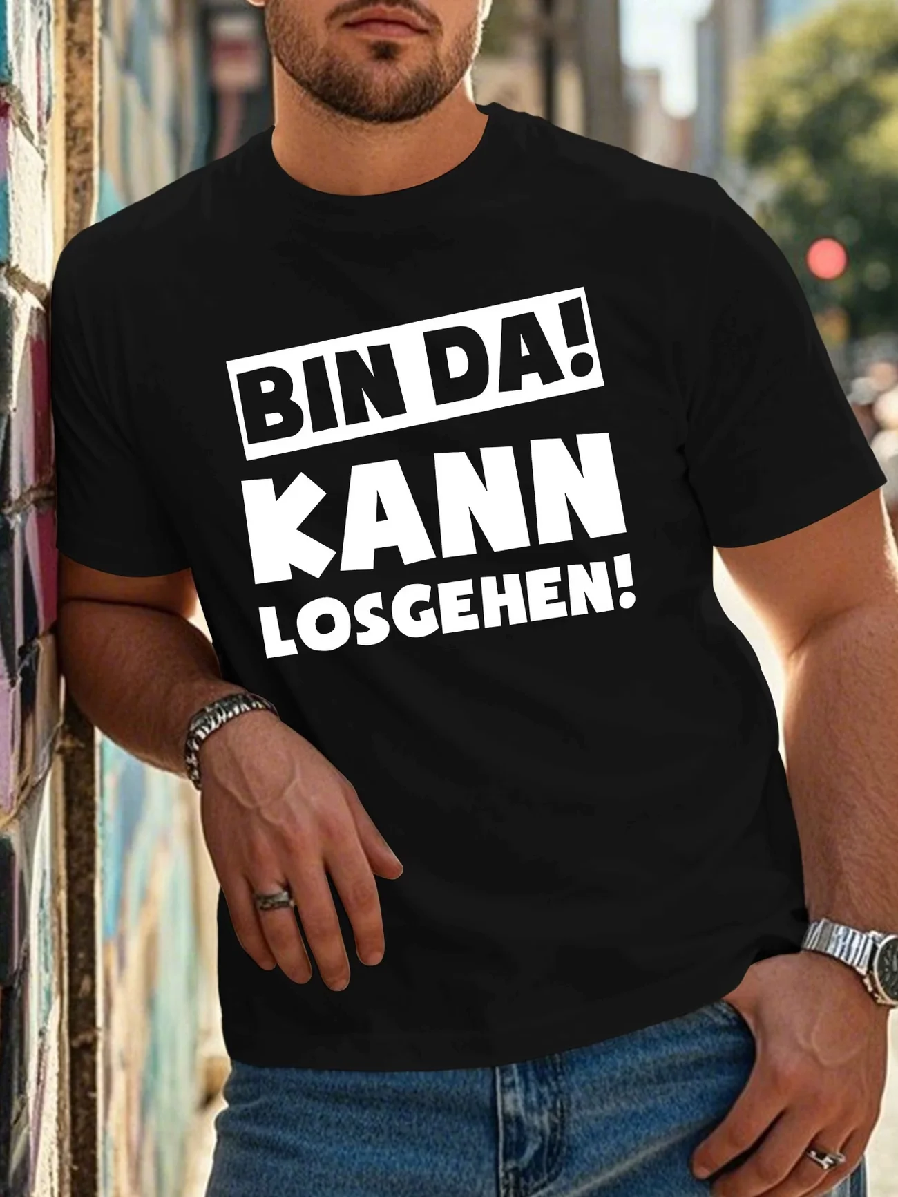Men's Women Funny Bin Da! Kann Losgehen Meme T Shirt Tee Streetwear Oversized Summer  Ironic Humor Weirdcore Novelty Loose Top