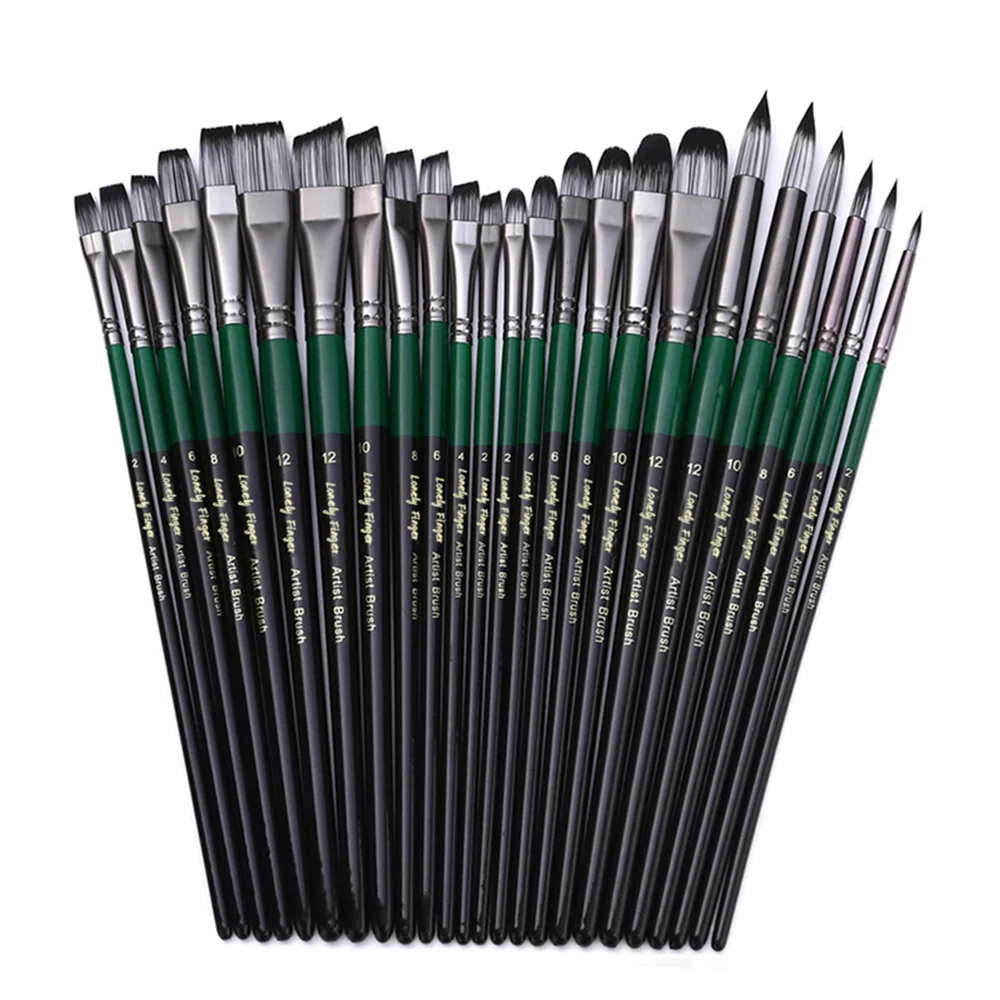 4 Types Brushes, 6 PCS Oil Paint Brushes Set, Fine Paintbrushes for Crafts Professional Artist Watercolor Oil Paint Brushes