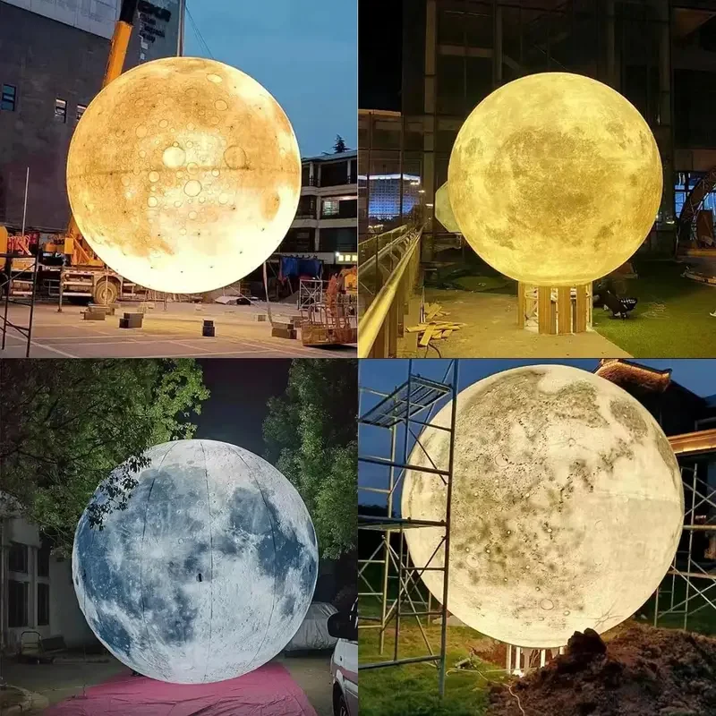 Large airtight Inflatable Moon Lighted full PVC Inflatable Moon ballon with LED Light for Planetarium/Store/Club Decor