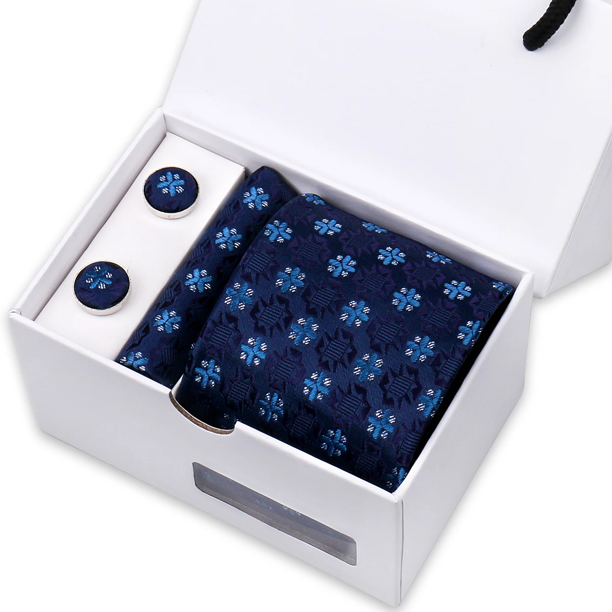 Tie Set For Men Luxury Necktie 5pcs Pocket Square Cufflinks Silk Tie Floral Gift Box Business Necktie Set Gift Men Accessories