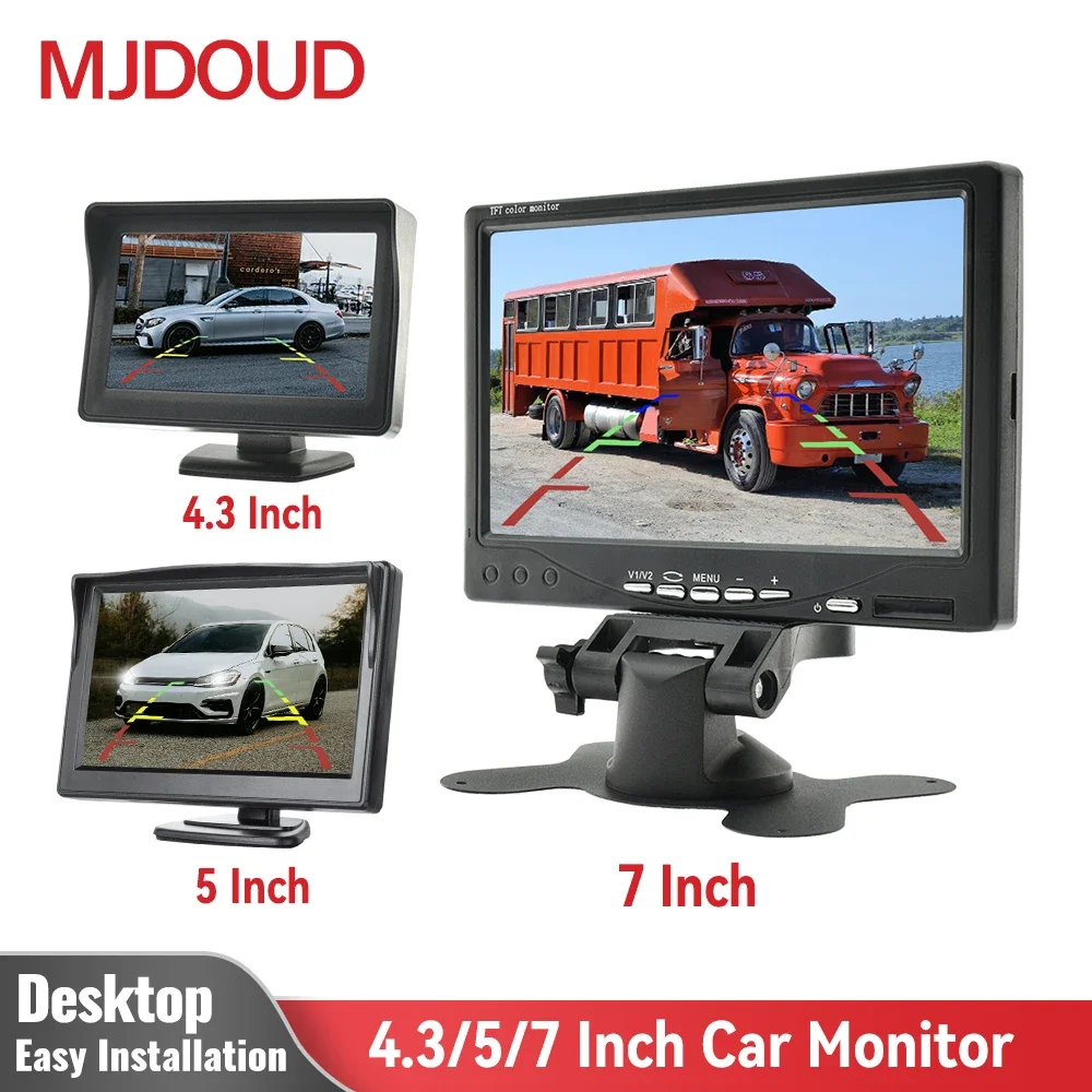 MJDOUD Car Monitor with Screen for Vehicle Rear View Camera Parking Backup Reverse 4.3/5/7 Inch TFT LCD Display