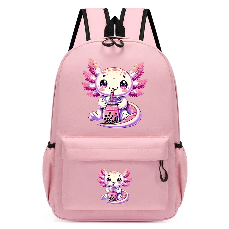 Kindergarten Student Backpack Back Pack Mochila Boba Axolotl Bubble Tea Anime Waterproof School Kids School Bag Backpack