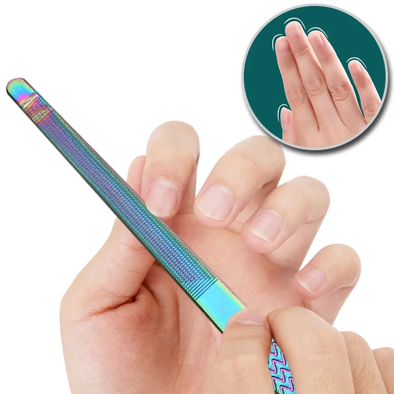 네일 파일 내구성 있는 스테인리스 스틸 전문가용 양면 네일 샌딩 그라인딩 버퍼 매니큐어 페디큐어 스크럽 네일 아트 도구