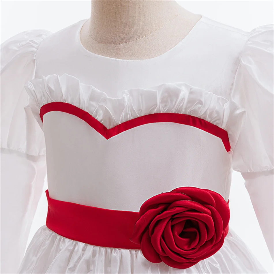 Horror Movie Annabelle Cosplay Costume Girl Long Sleeve Rose Dress For Kid Scary Ghost Role Play Halloween Carnival Party Outfit view 4