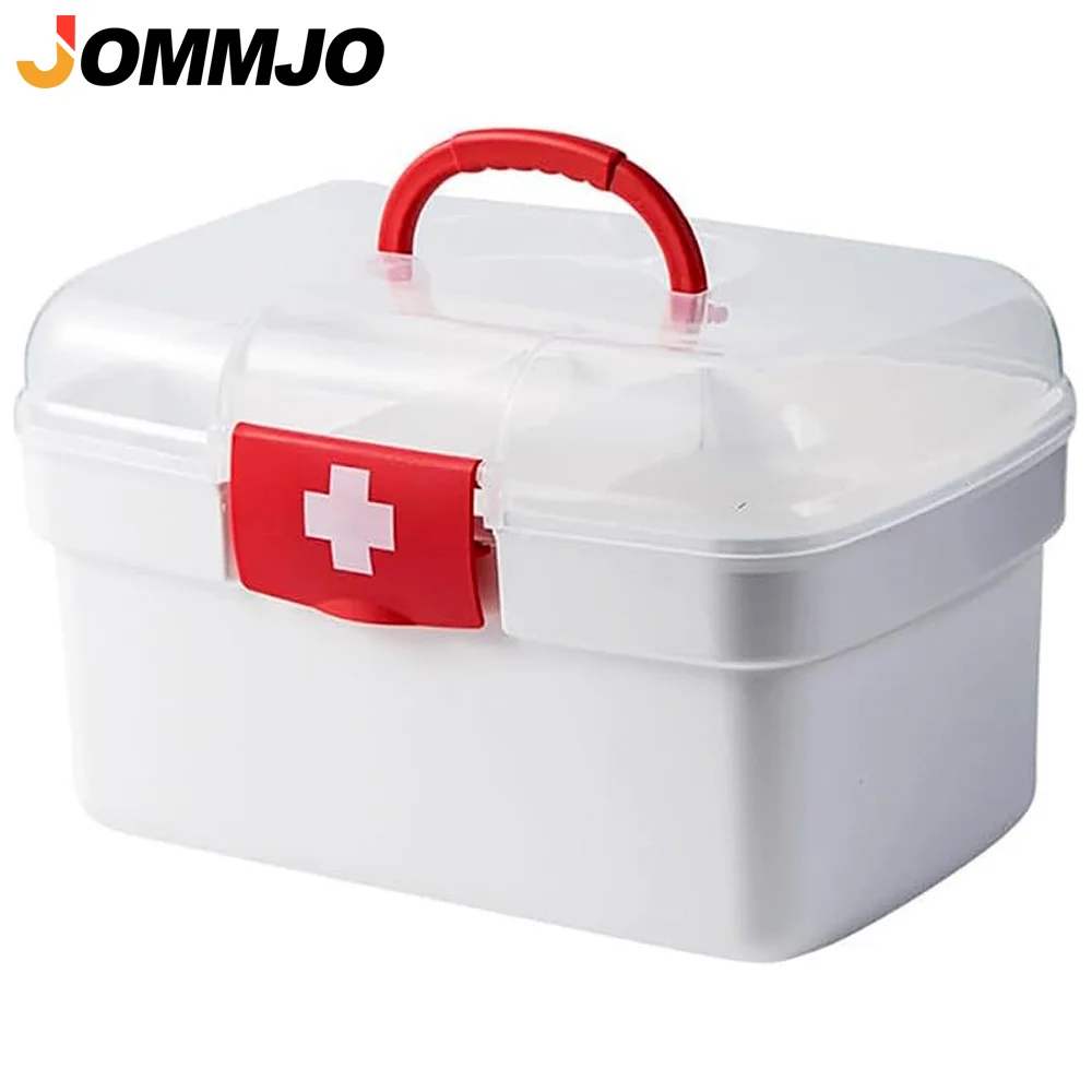 1PCS Extra Large Capacity Medicine Storage Box with Handle & Removable Tray, Portable First Aid Kit Organizer for Home Medical