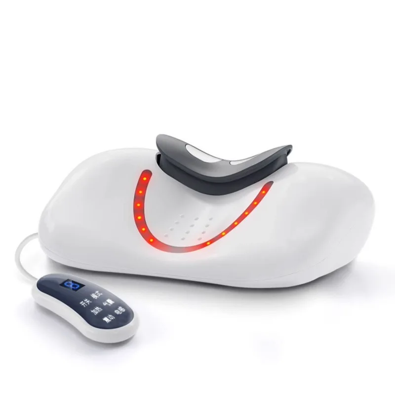 rechargeable-cervical-traction-pillow-red-light-hot-compress-micro‑current-airbag-neck-massager-household-relax-care-instrument