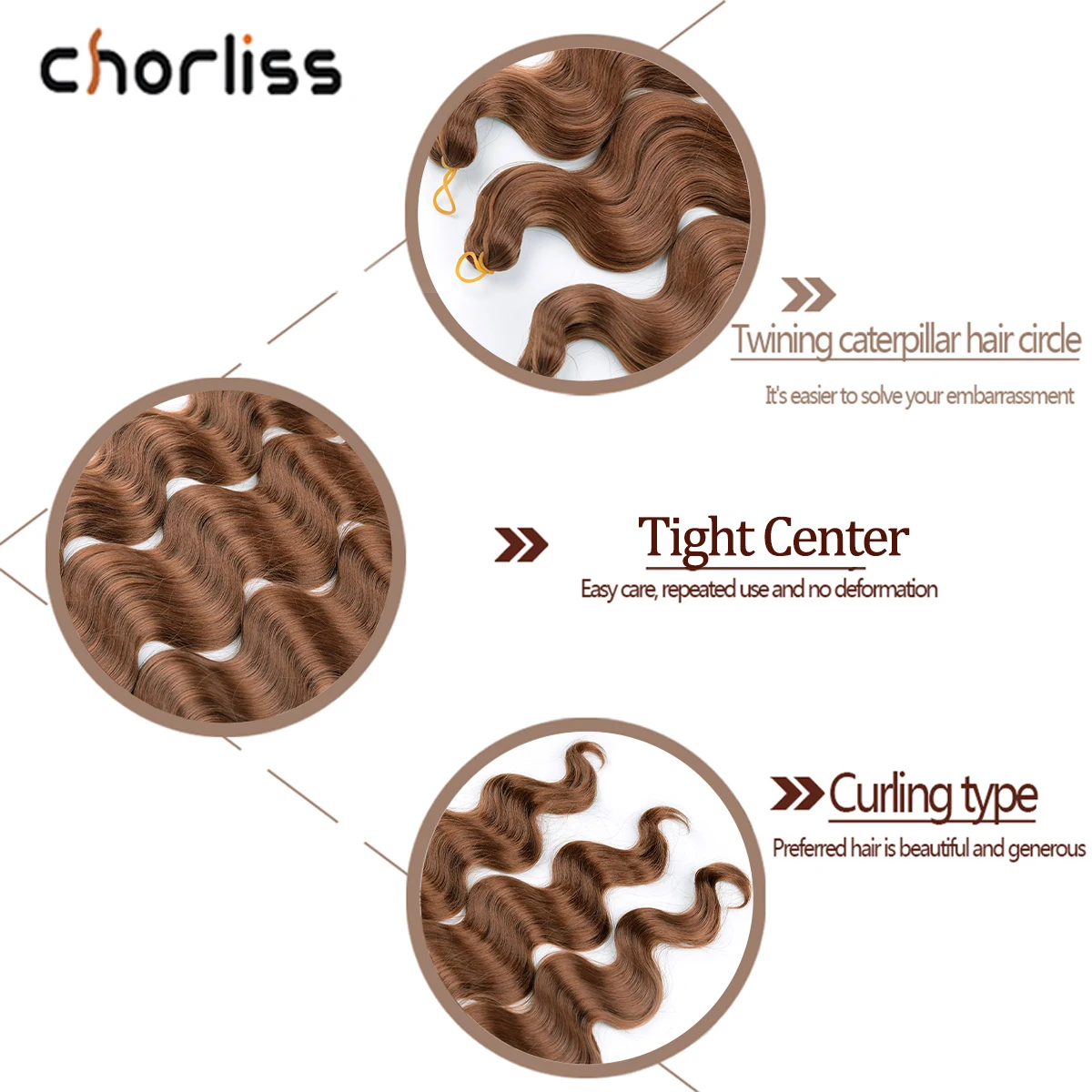 Chorliss-extensiones de cabello ondulado de ganchillo, largo y suave pelo sintético de 22 pulgadas, Natural, degradado, Rubio 613