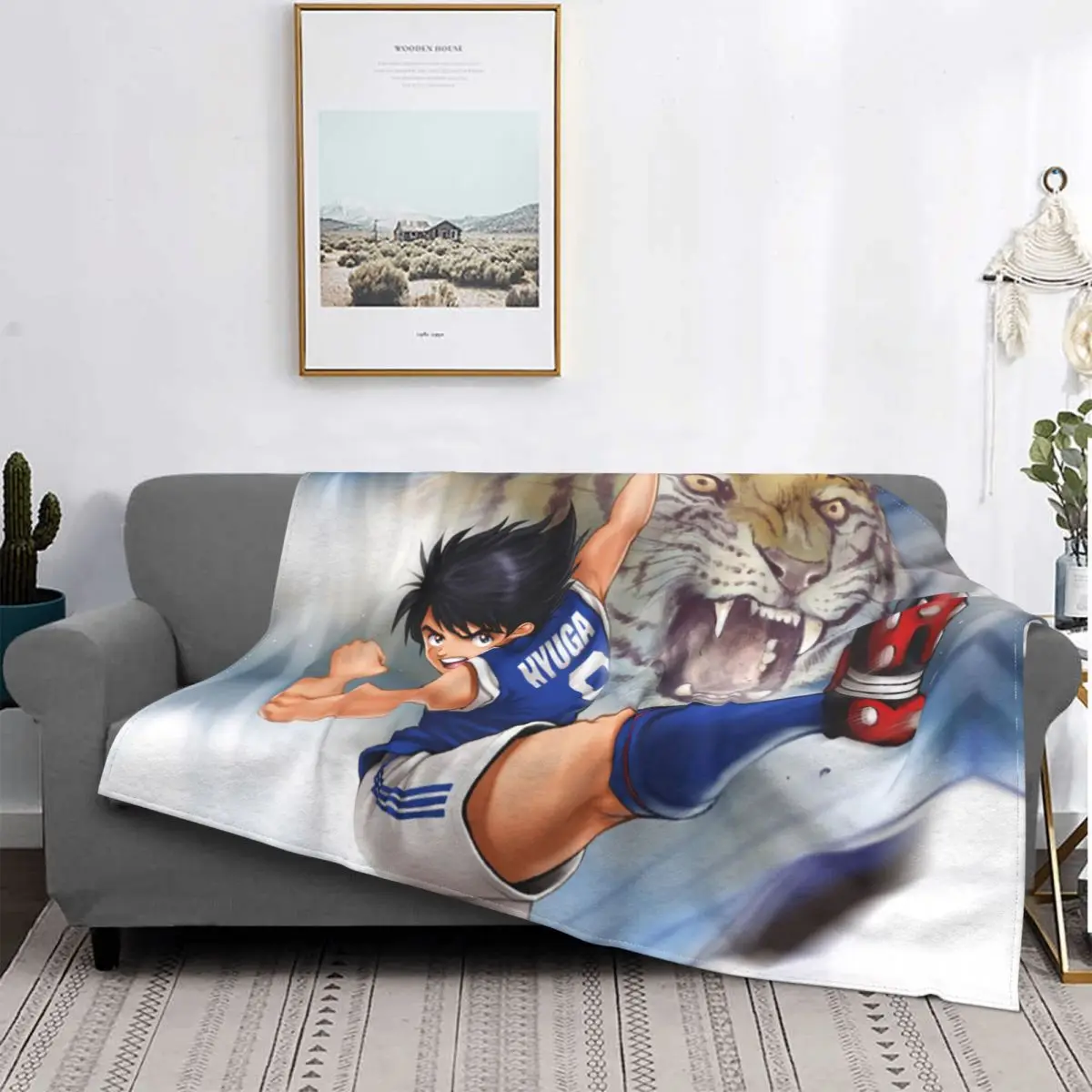 

Captain Tsubasa Manga Blanket Warm Fleece Soft Flannel Cool Kojiro Hyuga Shoot Throw Blankets for Bed Couch Car Spring Autumn