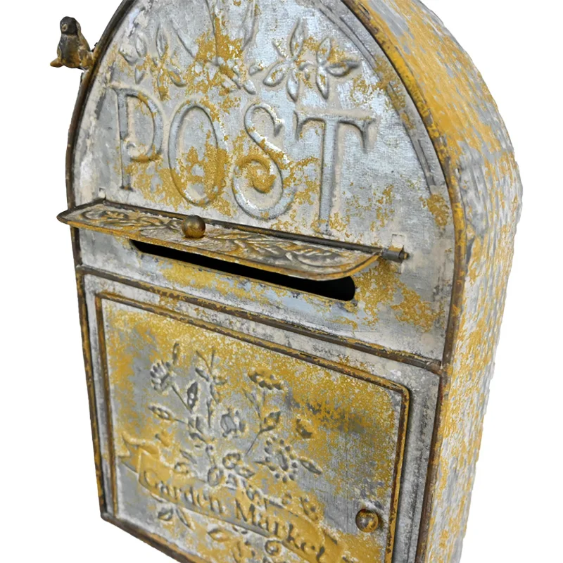 Farmhouse Post Wall Mounted Metal Mailbox For Leaving Message Vintage Style Letter Box Outdoor Decoration Crafts