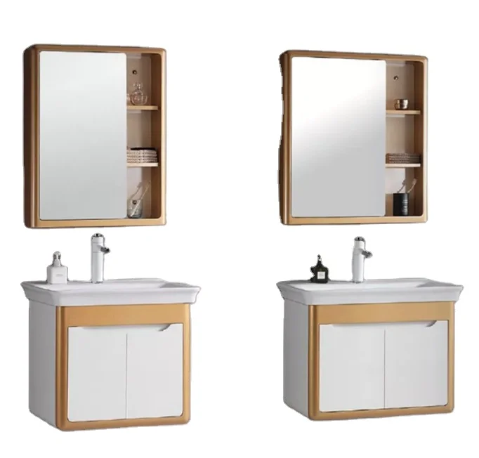 Factory Suppliers Small PVC Bathroom Vanity Set with Single Sink Cabinet