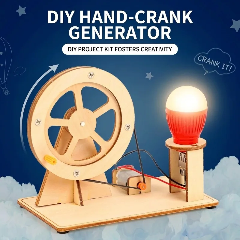 

Bulb Hand Crank Generator Material Pack Primary School DIY Educational Science Experiment Kit Handmade Technology Small
