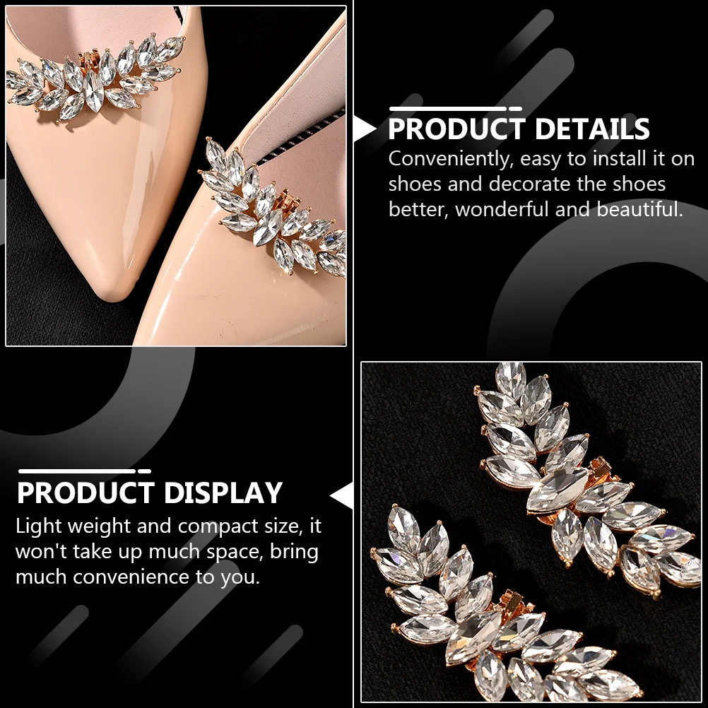 

1Pair Shoe Buckles Crystal Delicate Decorative Bridal Shoe Ornament Replacement Shoes Accessory Crystal Shoes Clip