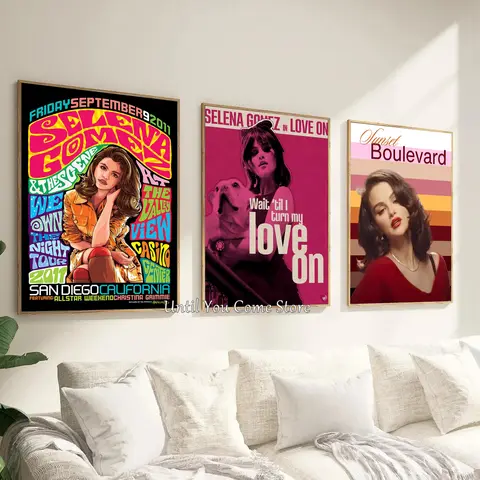 Singer Actress Selena Gomez Poster Print Canvas Pictures Home for Living Room and Bedroom Wall Modern Decor Frameless Painting