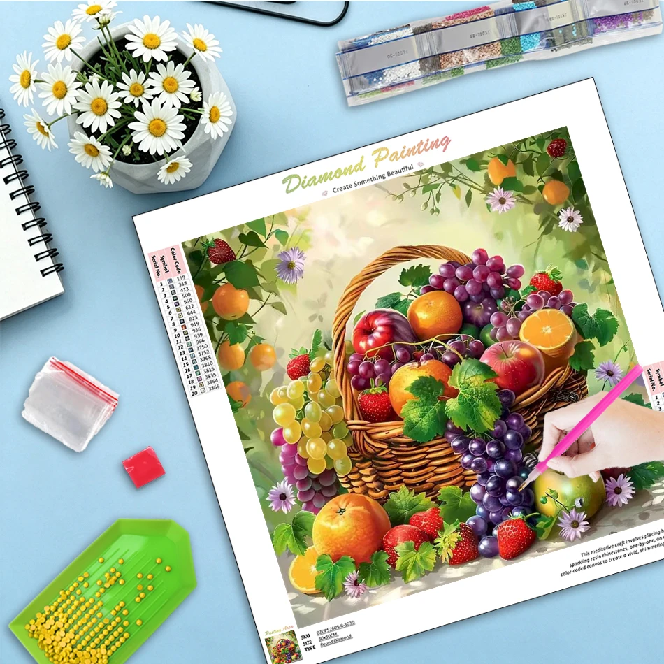 

GATYZTORY Diamond Painting Arts And Crafts Diamond Embroidery Fruit Full Round/Square Diamond Art For Beginners Home Wall