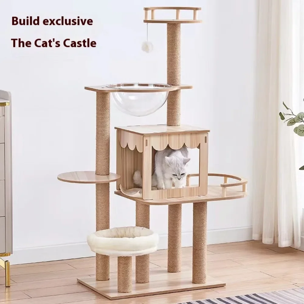 Multi-Layer Cat Climbing Frame Tower Climbing Pets Scratching House Posts Toy Large Space Capsule Outdoor Toy Cat Tree Tower