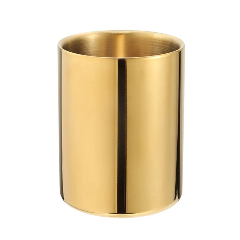 Dropship Stainless Steel Pen Holder Gold Pen Cup Exquisite Metal Vase Room Desk Ornaments for Teachers Students Office Women Men