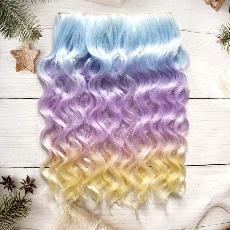 Poupée en coton ultraviolet, longue rangée de cheveux bouclés, extensions de cheveux, nickel é teint, soie douce, bricolage ultraviolet