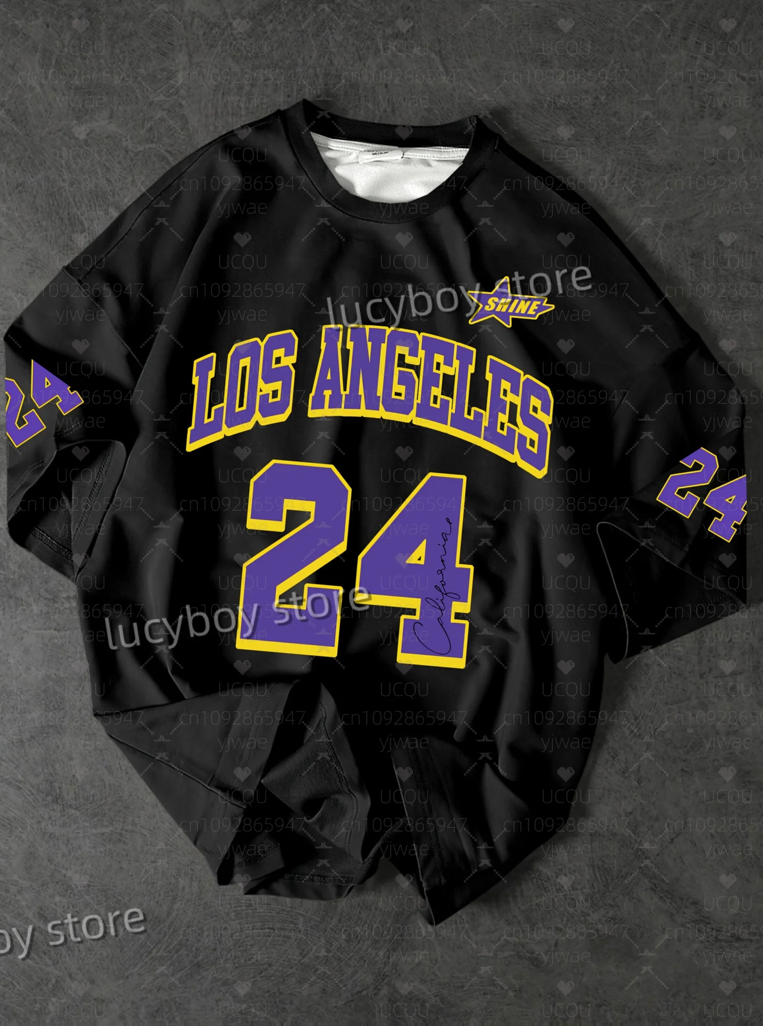 

NEW IN American Style NO.24 LOS ANGELES T-Shirt Men Short Sleeve O- Neck sport Tee Vintage Basketball T-shirt Men Clothes