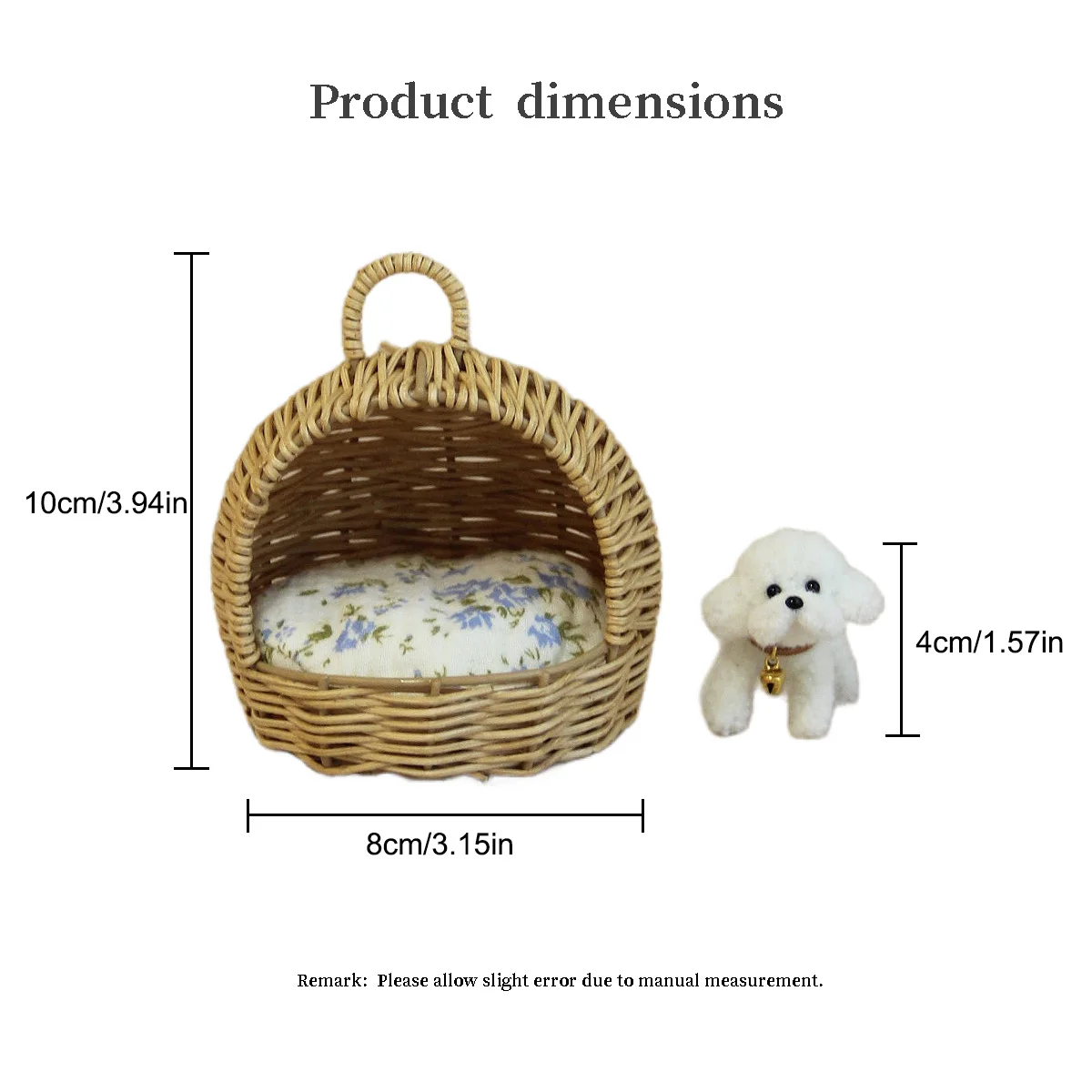 1:6--1:12 Miniature Furniture Rattan Dog Bed Handmade Small Dog Bjd Home Decor Ornaments