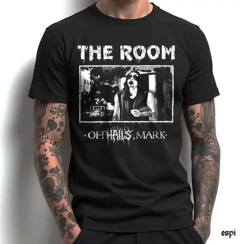 تي شيرت The Room Black Metal Meme - قميص كلاسيكي مضحك عبادة - Tommy Wiseau مع تي شيرت Corpsepaint