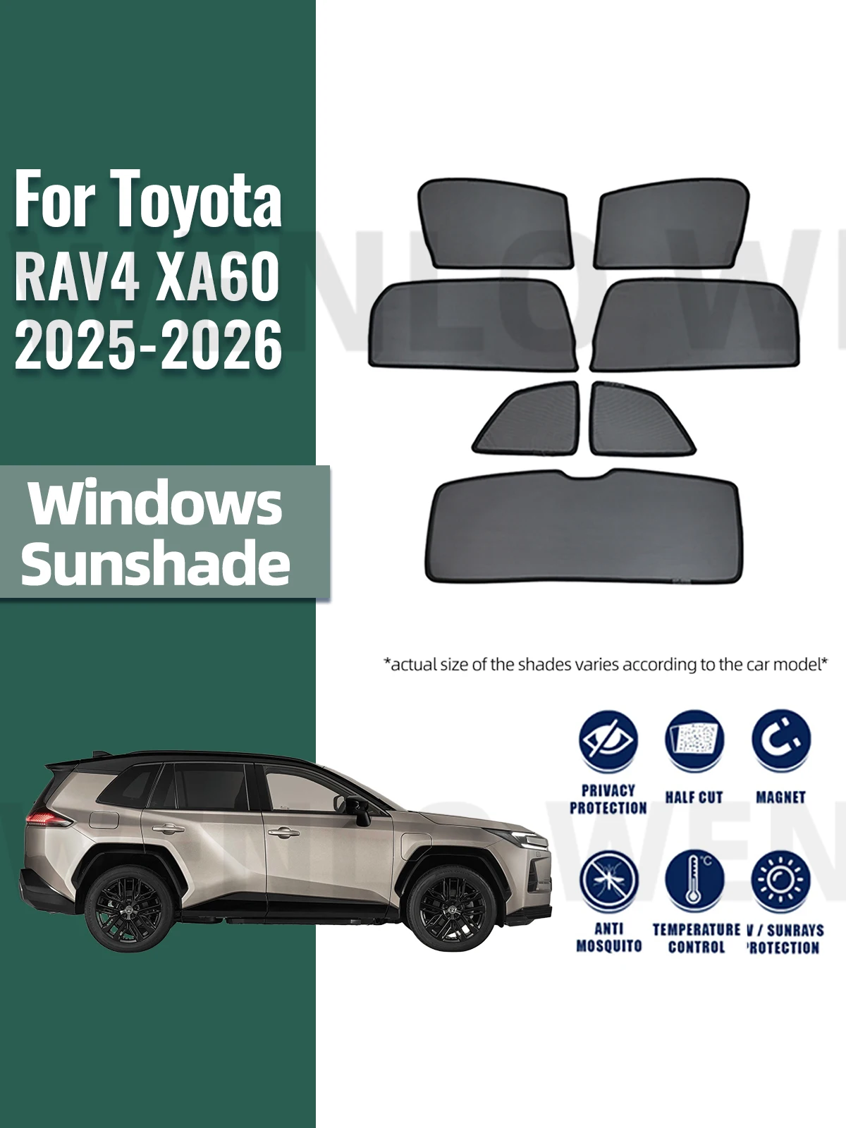 

For Toyota RAV4 XA60 2025 2026 RAV 4 Car Sunshade Front Windshield Magnetic Mesh Curtain Rear Side Window Sun Visor Shade