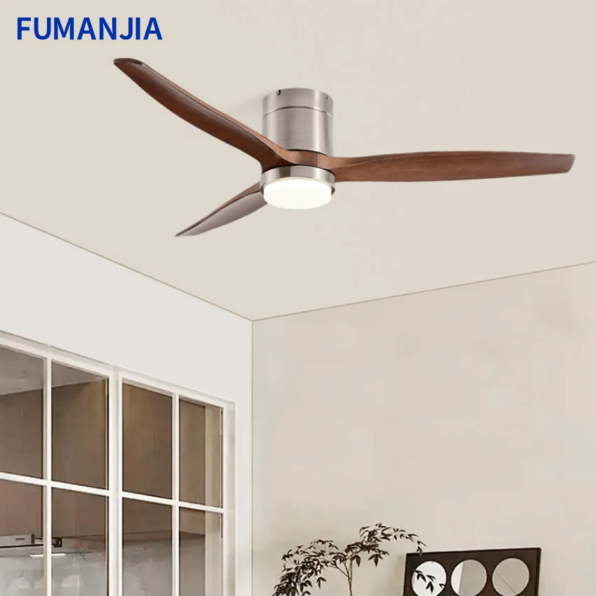 FUMANJIA 3-Blade 42/52/56/60' Solid Wood Ceiling Fan W/LED | 6-Spd DC Inverter | Ultra Quiet & Energy Saving for Living & Dining
