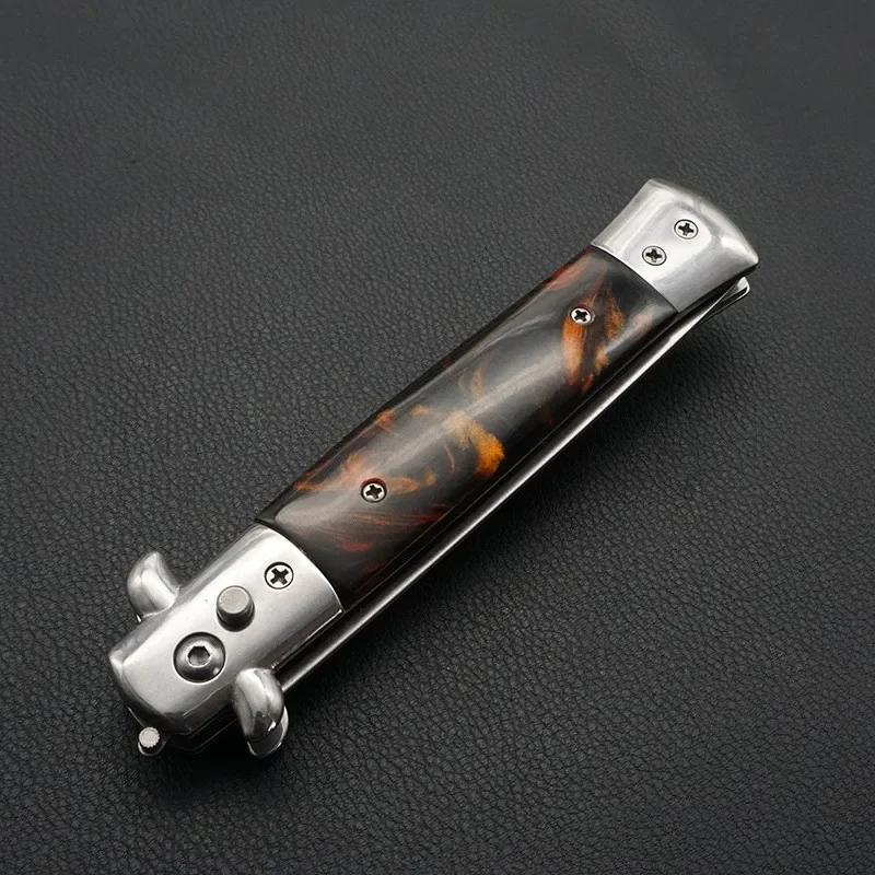 1 Stück Edelstahl Klappbarer Automatischer Kamm-Messer-Bürsten-Haarschneider-Kamm-Bürsten-Zubehör Schmetterling Herren Taschenmesser-Kamm – Detail 7