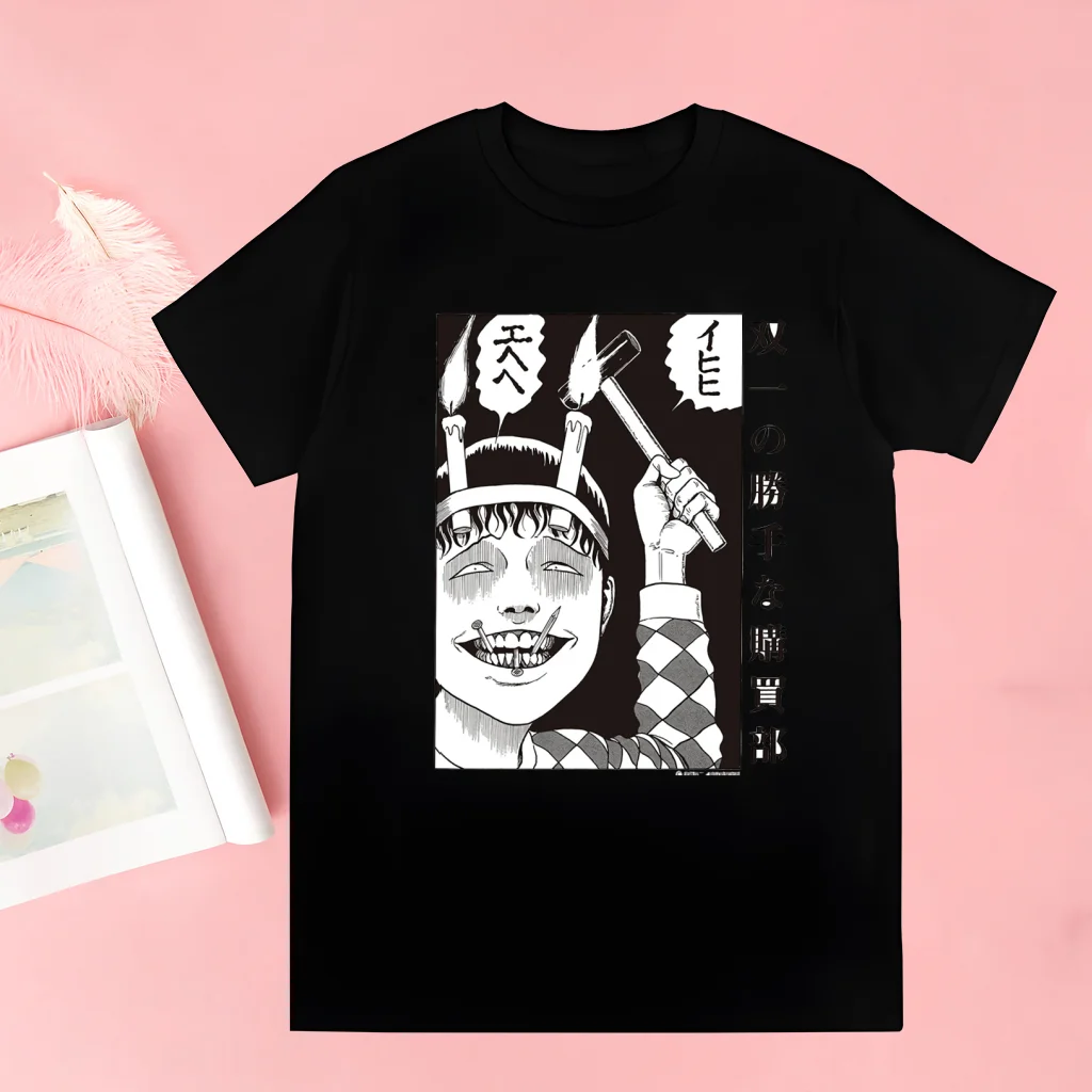 junji ito Harajuku Men's tshirt Printed Unisex Short Sleeve t shirt Casual T-shirt Male Streetwear Tops