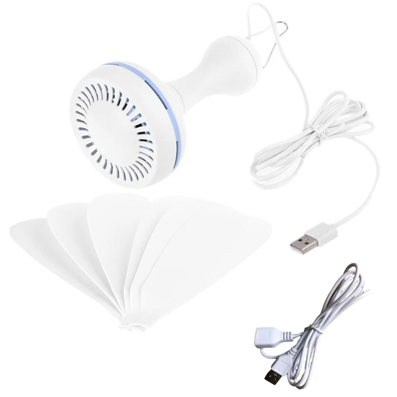 USB 5V Ceiling Fan 6 Leaves 16.5in Silent Hanging Fan for Dormitory Room Household Home 5W Powered By Powerbanks PC