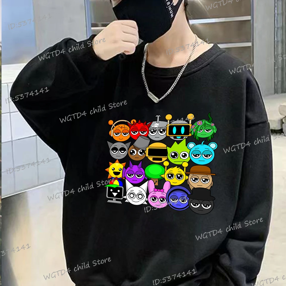 Neues Sprunki Sweatshirt Kinder Lustiges Incredibox Spiel Y2K Sudadera Jungen Mädchen Cartoon Sprunki Figurendruck Anime Kapuzenpullover